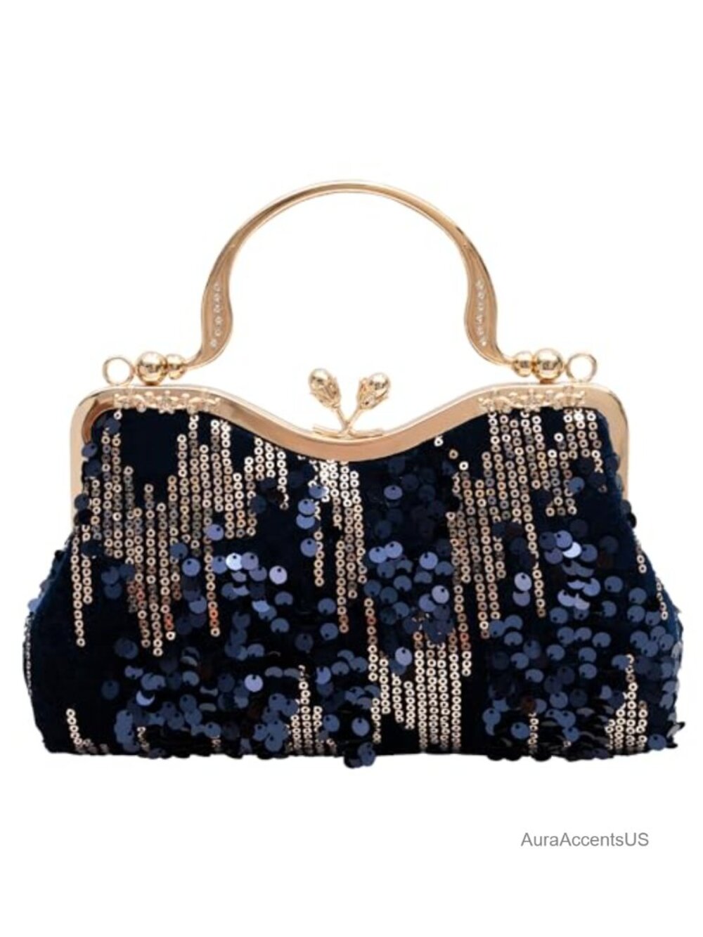 Velvet Sequin Evening Bag Clutch Purse Wedding Party Women's Vintage